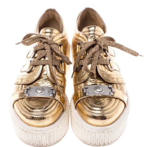 chanel gold platform sneakers